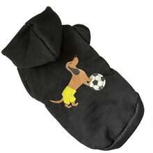 1件宠物狗连帽衫，秋冬季狗狗服装，带保暖内衬，适合腊肠犬、贵宾犬、柯基犬等犬种外出穿着 - 黑色 - 查看 8