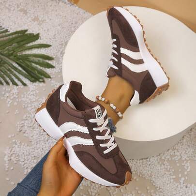 Women's Fashion Thick-Soled Sneakers, Waist-Slimming Sole Design, Fashionable And Breathable Walking Shoes, Comfortable Support, Suitable For Daily Wear And Fitness, Sports Shoes, Casual Shoes