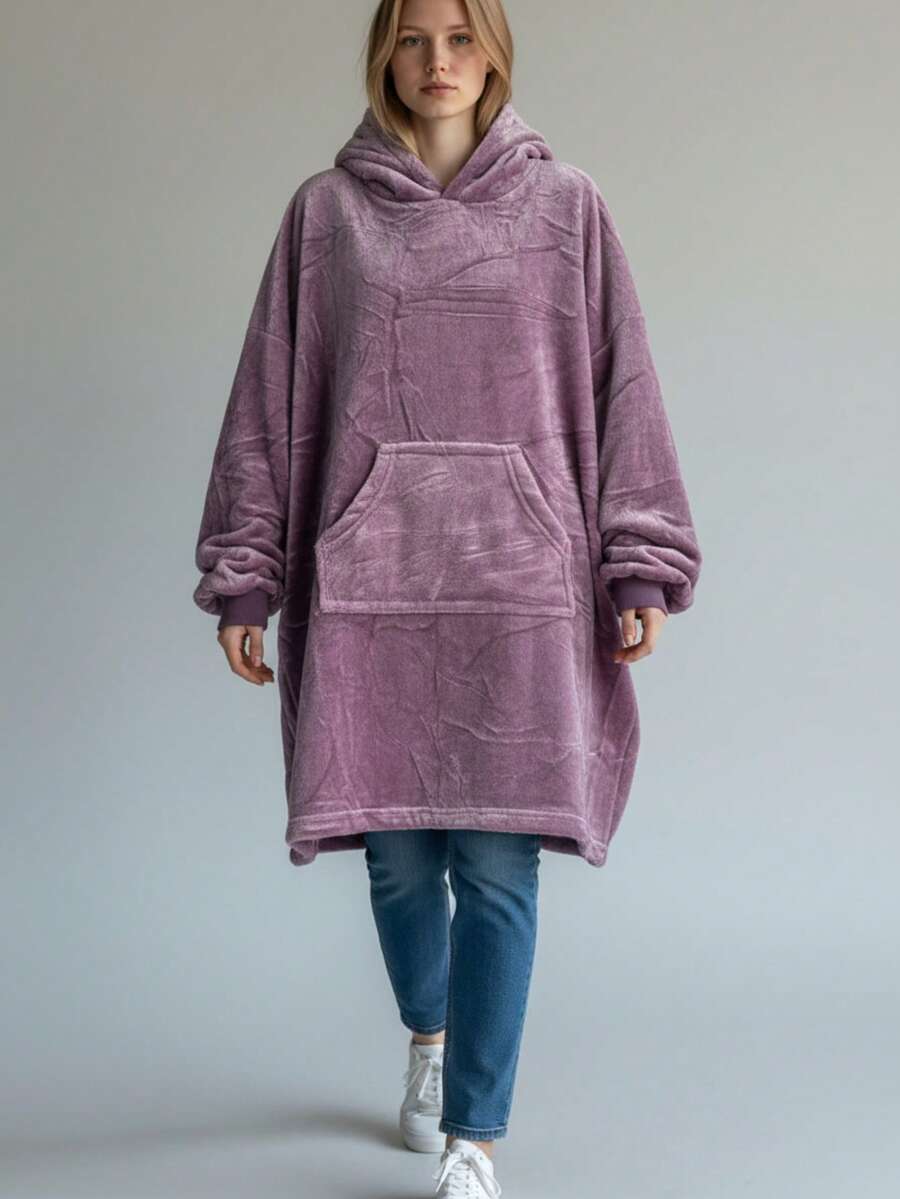 Maxi Sudadera de Felpa, Sudadera Afelpada Unitalla, Con Colores diferentes - Morado Violeta - Ver 1