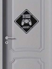 1-2pcs Black Gaming Decor Sticker Home Decor Gamer Area Door Sticker Gamer Wall Sticker,Waterproof Decal Stickers,PVC Stickers,Easy To Paste And Remove,For Home Decoration,Bathroom Decoration,Room Stuff,Living Room Decor,Game Rooms Decor,Lounge Decor,And Other Areas Decor - Black - View 5