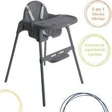 Conjunto de mesa y sillas plegablesCosco Silla Alta 2 en 1 Gris con bandeja removible y arnés de 5 puntos. Uso desde 6 meses hasta 15 kg - Gris - Ver 3