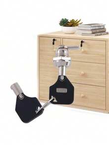 1/2pcs Metal Lock, Threaded Mailbox Cabinet Drawer 1/4 Turn Cam Lock, Drawer Cabinet Mailbox Lock With 2 Keys, Cabinet Door Hardware - Multicolor - View 4