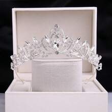 Exquisite Carved Crystal Tiara Shiny Bridal Prom Party Hair Accessories - Silver - View 3