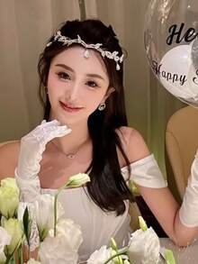 Crystal Leaf Crown Headband Decorated With Rhinestones, Vintage Fairy Princess Style Jewelry, Suitable For Brides To Wear At Weddings - Multicolor - View 2