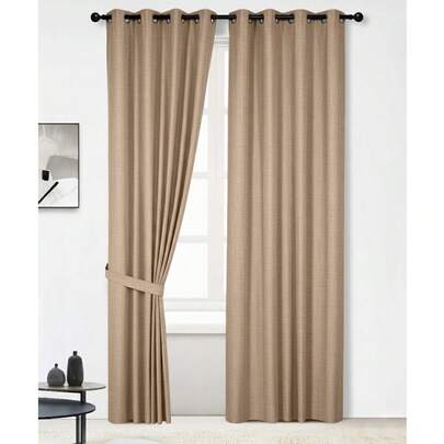 SERAPHINEX Cortina De Efecto Lino De Una Pieza, Con Ojal Oculto, Estilo Moderno Y Minimalista, Ideal Para Sala De Estar, Dormitorio, Oficina, Cómoda Y Transpirable, Perfecta Para Mejorar La Decoración Del Hogar