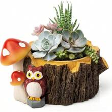 Macetas suculentas de búho para plantas con orificio de drenaje macetas para plantas de interior suculentas cactus maceta de interior para decoración del hogar oficina jardín - De - Ver 1