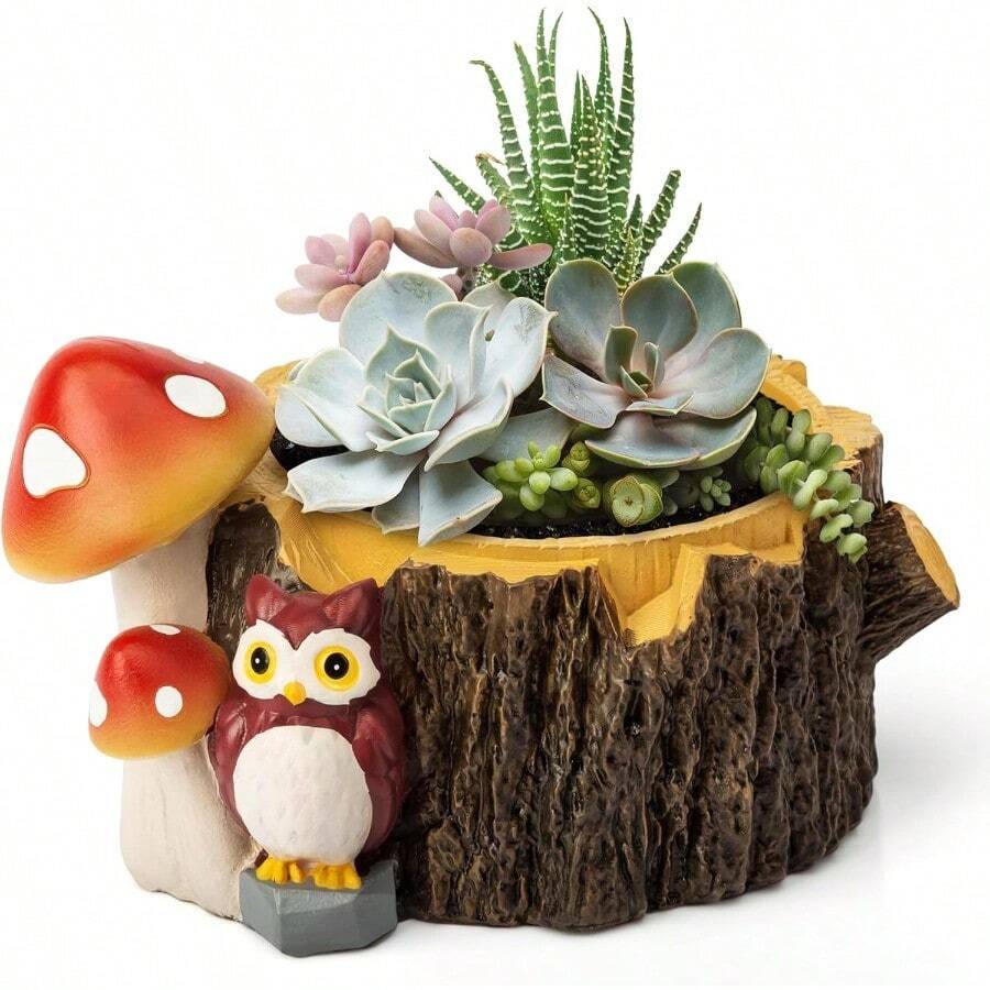 Macetas suculentas de búho para plantas con orificio de drenaje macetas para plantas de interior suculentas cactus maceta de interior para decoración del hogar oficina jardín - De - Ver 1