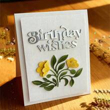 创意生日祝福金属切割模具，DIY剪贴簿相册和压花模板，贺卡制作工具，卡片纸切割工艺品，礼品卡制作模板模切。 - 銀色 - 查看 4