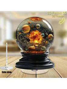 Adorno esférico del planeta plano con rotación de 360° Decoración del sistema solar para el hogar - Multicolor - Ver 4
