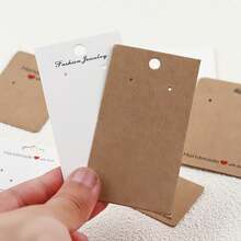 100pcs Square Brown Kraft Paper Earring Display Cards With Hanging Holes, Ideal For DIY Jewelry Making And Organization