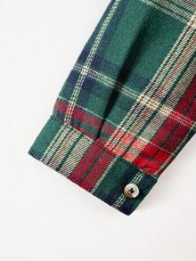 Young Boy Classic Street Casual Red & Black Plaid Long Sleeve Shirt