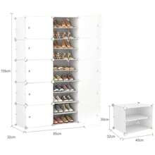 Zapatero con Cubierta,10Niveles 40pares de Armario de Almacenamiento de Zapatos, Cajas de Zapatos de Estantes de Plástico para Zapatos, Organizador para Armario, Pasillo, Dormitorio.(2 filas de 10 capas en blanco) - Multicolor - Ver 4