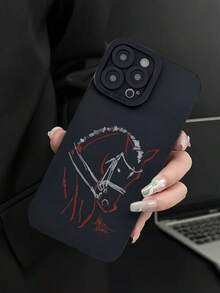 1pc Black Horse Logo Design Phone Case Compatible With IPhone 11, 11 Pro, 11 Pro Max, 12, 12 Pro, 12 Pro Max, 13, 13 Pro, 13 Pro Max, 14, 14 Pro, 14 Plus, 14 Pro Max, 15, 15 Pro, 15 Plus, 16, 16 Pro, 16 Pro Max, 16 Plus, 17, 17 Pro, 17 Air, 17 Pro Max - Black - View 3
