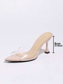 Jin Bei Qi 女士高跟鞋，时尚宴会派对户外优雅透明PVC玻璃鞋跟带尖头套脚穆勒鞋，柔软镜面材质，性感浅粉色，适合休闲、居家、户外、旅行、T台等场合。 - 淺粉色 - 查看 5