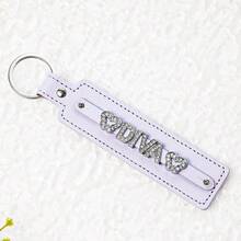 Custom Rhinestone Name Keychain, Personalized Leather Car Accessory, Letter Keychain, Backpack Charm - Multicolor - View 14