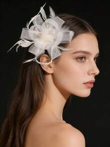 1pc Women's Tea Party Headband, Kentucky Derby Wedding Floral Mesh Hair Clip