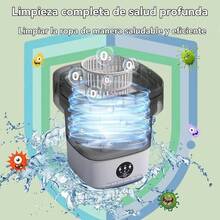 Lavadora Plegable 12L con Luz UV Antibacteriana, Colores Rosa/Verde/Morado para Ropa Delicada - Verde - Ver 4