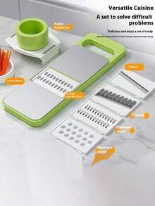 Bộ dụng cụ thái và bào rau củ đa năng bằng thép không gỉ 7 món/5 món với lưỡi dao có thể thay thế, bộ dụng cụ nhà bếp cầm tay dùng để thái khoai tây, cà rốt và dưa chuột, dụng cụ cắt và nghiền bằng thép không gỉ. - Nhiều màu - Xem 11