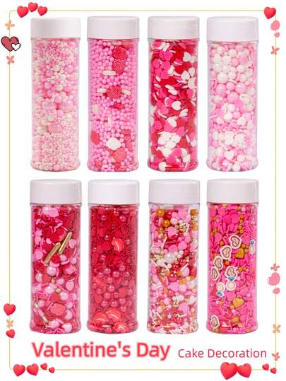 120g/4.2oz, Decoración de pastel del Día de San Valentín Azúcar espolvoreada de estilo mixto, Decoración comestible para postres, Cupcakes con forma de corazón y rosa, Chocolate, Macarons, Donas, Decoraciones temáticas del Día de San Valentín para fiestas
