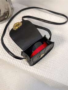 1pc Girls' Heart Crocodile Pattern PU Magnetic Closure Fashion Mini Crossbody Bag, Suitable For Daily Use All Seasons - A - View 8