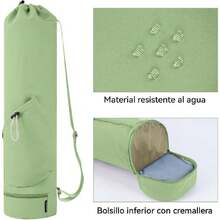 Bolsa para Esterilla de Yoga con Cordón,Correa Ajustable Impermeable Bolsa para Tapete de Yoga, con Compartimento Húmedo Impermeable y 2 Bolsillos Multifuncionales,36924914 - Gris Claro - Ver 2