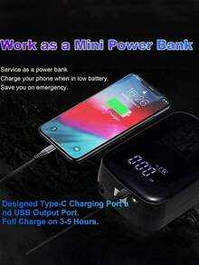 Mini Portable Car Air Compressor, 150PSI Tire Pressure Monitor, With LED Light, Compact High-Power Smart Electric Tire Inflator Pump For Motorcycle, Bicycle, Car, Balls (Note: Wired Version Does Not Include Battery, Only Supports Car Cigarette Lighter Power Supply, Please Purchase Carefully). 7.4V 2000mAh Lithium-Ion Battery - Black - View 6