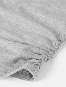 Conjunto de top de manga corta con estampado de moño y pantalones de ajuste holgado para niñas pequeñas - Gris - Ver 4