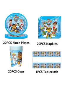 Paw Patrol Birthday Party Decoration Set, Includes Backdrop, Plates, Cupcake Toppers, Paw Patrol Stickers And Party Favors