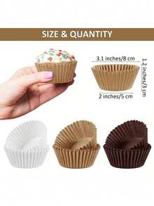 100pcs/200pcs White/Natural/Coffee Color Baking Cups, Oil-Proof & Heat-Resistant, Suitable For New Year, Valentine's Day, Birthday, Wedding And Holiday Baking Parties - Multicolor - View 3