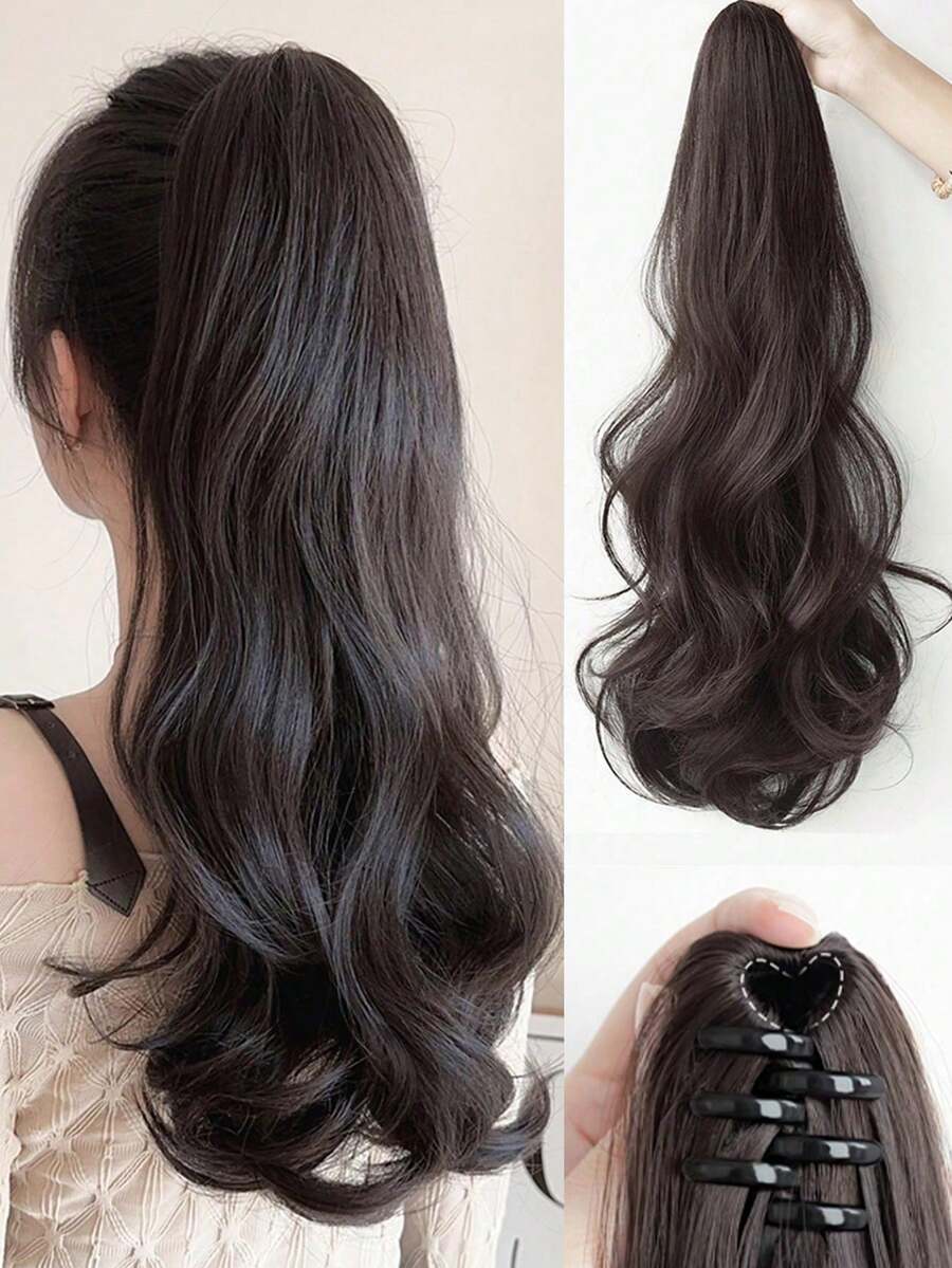 28 Inch Long Wavy Curly Hair Wig For Women, Ponytail, Three Claw Long Hair Wig, Hair Claw Hair Accessories Vacation Hair Clip Fashion Claw Clip - Extended - View 1