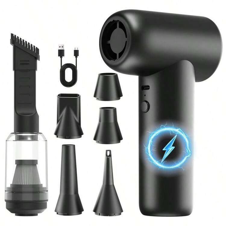 160,000 RPM Wireless Hair Dryer/Car Vacuum Cleaner, 29mm Brushless Motor, 2pcs 2000mAh Batteries, Handheld Portable Duster Blower For Pet Drying, Inflatable Mattress, Home, Car, Keyboard, Sofa Cleaning - Multicolor - View 13