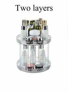 1 Stück drehbarer mehrstöckiger transparenter Tisch-Kosmetikorganizer, geeignet für Hautpflege, Parfüm, Kosmetik, Valentinstag Geschenk, ideal für Urlaub, Strand, Badezimmer, Schlafzimmer, große Kapazität, Kosmetiktasche, Reiseessentiell - Verschiedenfarbig - Übersicht 14