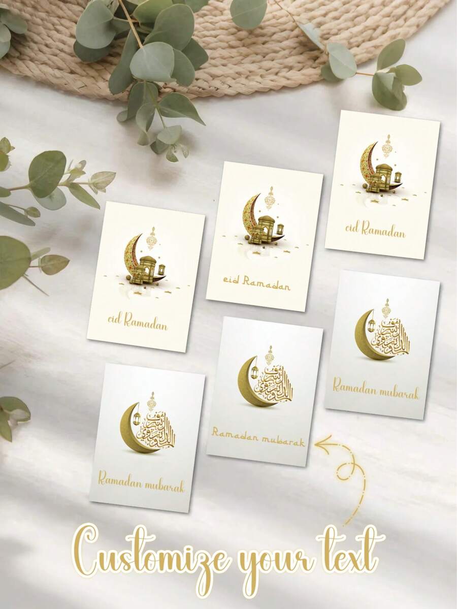 1pc Personalized Eid Mubarak Greeting Card, Eid Al-Fitr Blessings, Eid Mubarak, Eid Greetings, Happy Eid, Ramadan Mubarak, New Moon, Ramadan Card, Ramadan Blessings - Multicolor - View 1