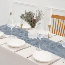 YAYUSI Camino de MesaPaquete de 6 Caminos de Mesa de Gasa de 10 pies Mantel de Boda Rústico Bohemio Tela de Queso Rústico Transparente para Bodas Despedida de Soltera Cumpleaños Azul Claro 6PCS - AzulClaro - Ver 2