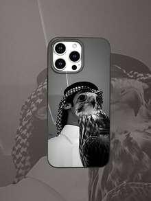 Stylish Falcon Portrait Themed 2D Graphic Retro Pattern, Vibe, Suitable As Birthday, Halloween, Christmas, New Year Gift For Coworkers, Friends, Family, Couples. Black Hollow Lens Frosted Soft Protective Case Compatible With IPhone 17/16/15/14/13/12/11/Pro/ProMax/X/XR/XS/XSMAX/7/8/PLUS - Black - View 4