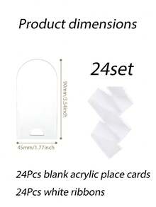 12/24 piezas Tarjetas de lugar de acrílico transparente de 9x4.5cm, adecuadas para decoración de mesa, etiquetas de regalo, decoraciones de mesa de boda, celebraciones de cumpleaños y diversos eventos, con diseño de cuerda colgante para usar como etiquetas de regalo - Multicolor - Ver 12