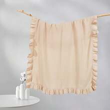 1 chiếc chăn quấn em bé bằng cotton nguyên chất mềm mại và thoáng khí, màu trơn với viền xếp ly, phù hợp cho cả bé trai và bé gái, tuyệt vời để sử dụng hàng ngày và làm quà tặng ngày thiếu nhi. - Nhiều màu - Xem 1