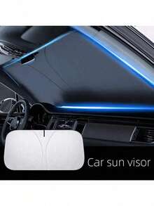 不透明汽车遮阳板，可折叠银色涂层挡风玻璃遮阳帘，汽车隔热防晒罩，加厚遮光前窗遮阳帘，SUV/轿车挡风玻璃紫外线防护罩，汽车配件遮阳挡板及隐私保护罩 - 遮陽擋 - 查看 1