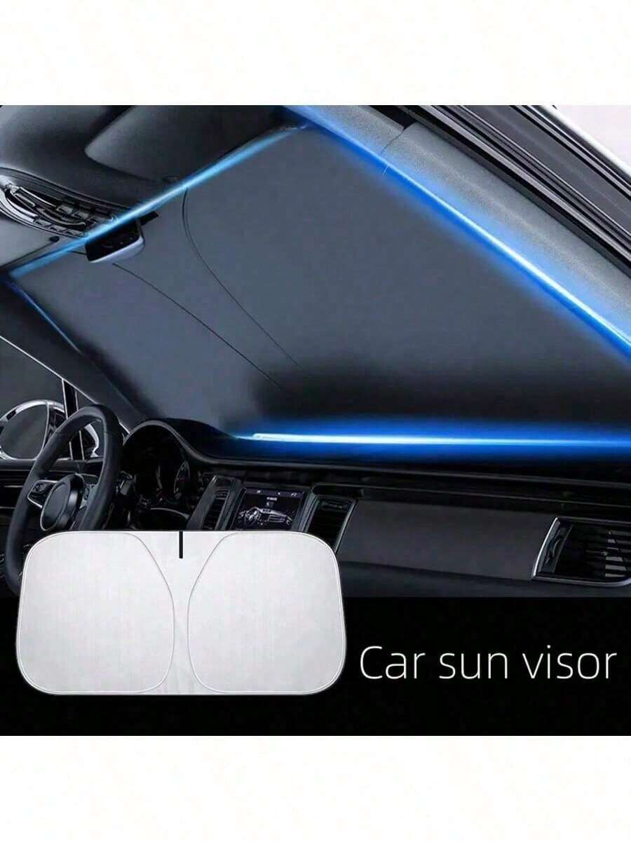 不透明汽车遮阳板，可折叠银色涂层挡风玻璃遮阳帘，汽车隔热防晒罩，加厚遮光前窗遮阳帘，SUV/轿车挡风玻璃紫外线防护罩，汽车配件遮阳挡板及隐私保护罩 - 遮陽擋 - 查看 1