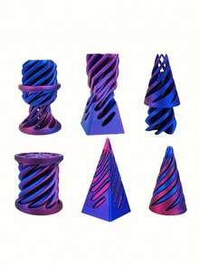 3pcs "Impossible Cone" Series - 3D Printed Spiral Optical Illusion Decor, Featuring Colorful Gradient Design, Durable Plastic Material, Indoor/Outdoor Decoration, New Year Gift, Daily Gift, Valentine's Day Gift, Color Changing Design, Exquisite 3D Sculpture, Desktop Decoration, Visual Illusion, Mini Pyramid, Lightweight Miniature Statue, Must-Have Item For Stress Relief Enthusiasts. - Multicolor - View 5