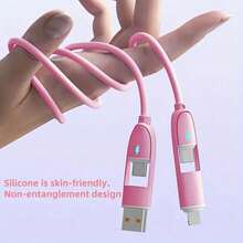 4-In-1 Super Fast Charging Cable, 66W PD | USB-C To Lightning, High-Speed Data Transfer, Compatible With IPhone, IPad, , , And More Devices - Pink/1pcs - View 5