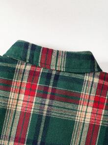 Young Boy Classic Street Casual Red & Black Plaid Long Sleeve Shirt