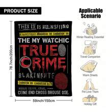 1pc True Crime Themed Cozy Flannel Blanket - Crime Scene Tape Design With Real Case Locations (Minnesota, California, Washington) & Fingerprint Patterns - All-Season Soft Warmth For Bed, Sofa, Travel, Camping - Ideal Gift For True Crime Fans, 2D Flat - Multicolor - View 5