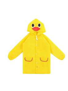 1pc Cute Cartoon Hooded Raincoat, Suitable For Boys And Girls, Needed For In The Rain, Back To School, First Day Of School - Multicolor - View 5