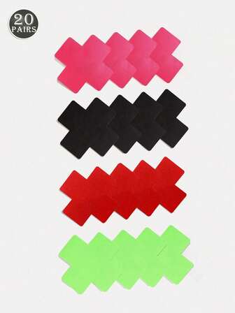 5 Paar/ 20 Paar schwarze kreuzförmige selbstklebende Satin Einweg-Nippelabdeckungen für Frauen, geeignet für trägerlose Kleidung