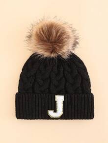 1顶婴儿字母针织帽，柔软、保暖、舒适，适合男孩女孩秋冬季户外佩戴。 - 黑色 - 查看 14