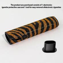 1 Set Luxury Rhinestone Zebra Pattern Protective Case For IQOS ILUMA I ONE & ILUMA ONE, 360° Full Coverage Diamond Zebra Design By Designer Hannah With 6,770 Rhinestones, Includes 1 Replacement Protective Shell Tool - Multicolor - View 13