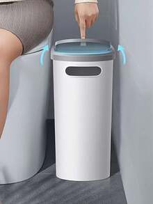 10L/2.64 Gallon Ultra Slim Trash Can, Bathroom Garbage Bin With Slot Design, Pedal-Operated Lid, Durable Liner Holder, Creative Home Accessory For Bathroom, Bedroom, Living Room - Black - View 4