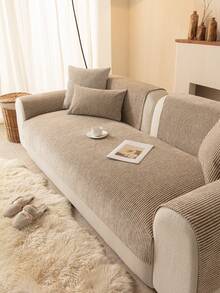 1pc Versatile Chenille Sofa Cushion Cover, Modern Minimalist Non-Slip Sofa Seat Pad, Dust-Proof And Washable Sofa Slipcover, Soft And Colorfast, Pet-Friendly Protector Fit For Bedroom, Office, Living Room Combination Furniture, L-Shaped Sofa And 1/2/3/4-Seat Sofa - Khaki - View 5