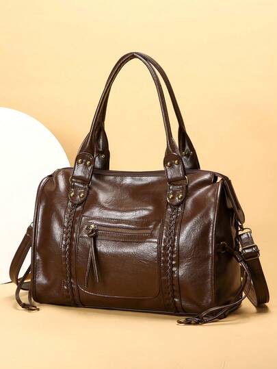 2025 New Women's Bag, Y2K Retro Motorcycle Bag, Soft Leather Large Capacity Tote Bag, Wasteland Style Shoulder Bag, Women's Shoulder Crossbody Bag, Super Soft Fabric